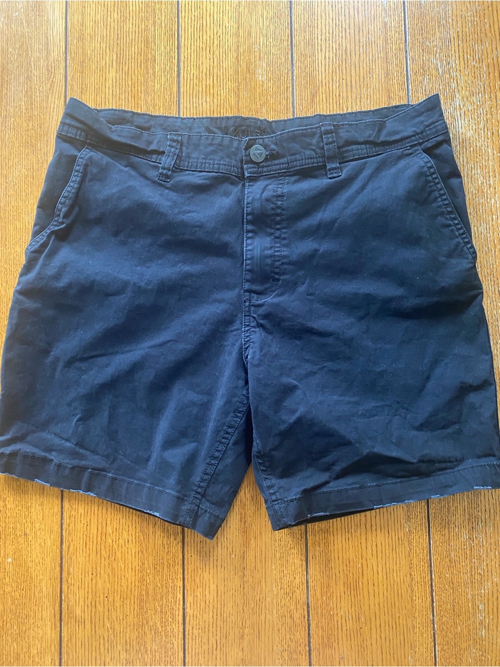 Men's Flat Front Black Cotton Shorts